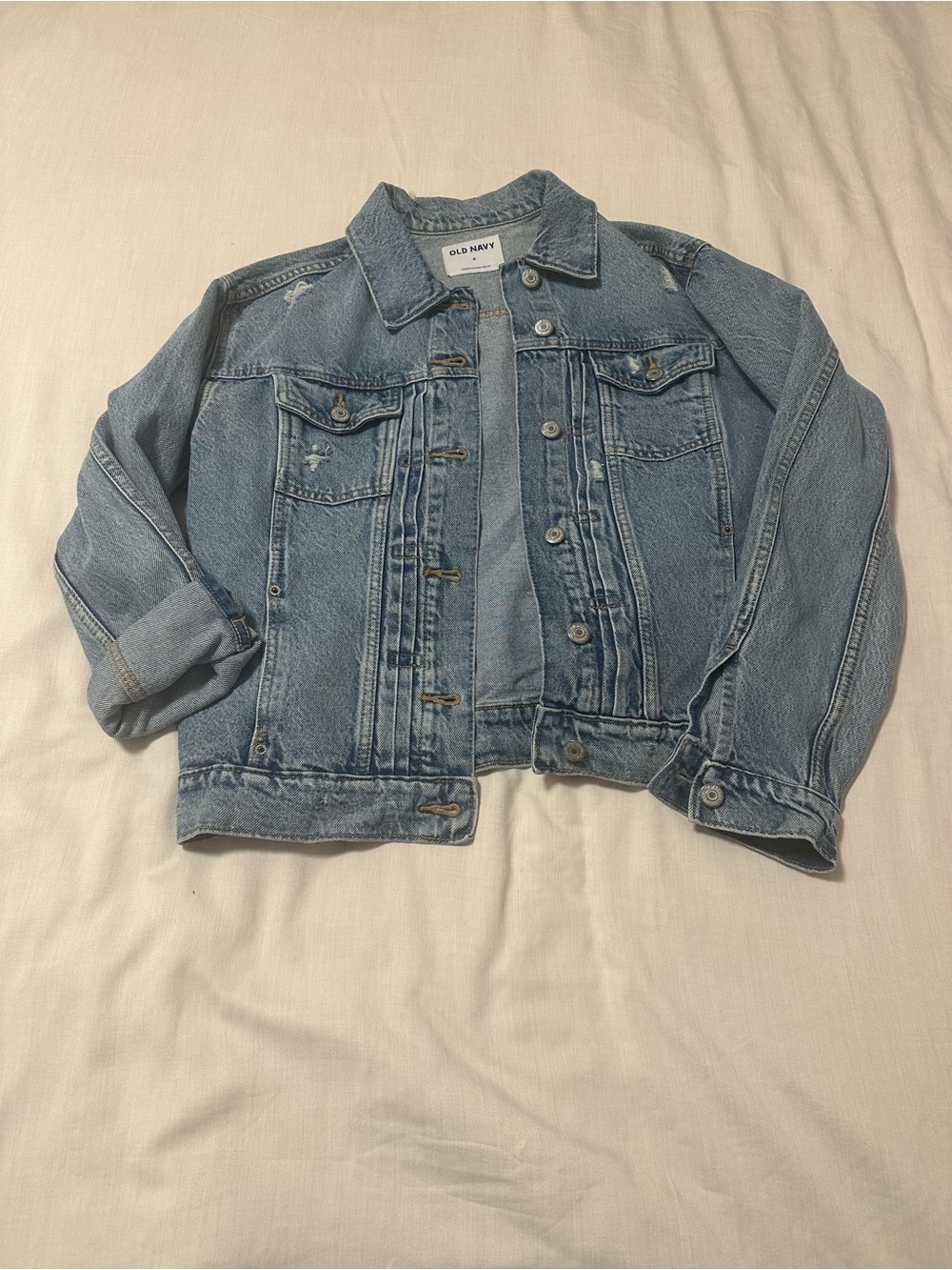 Old Navy Light Wash Distressed Women’s Denim Jacket
